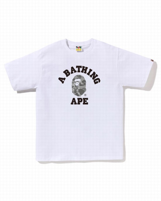 Bape Honeycomb Camo College Tricko Panske Biele | SK-3609
