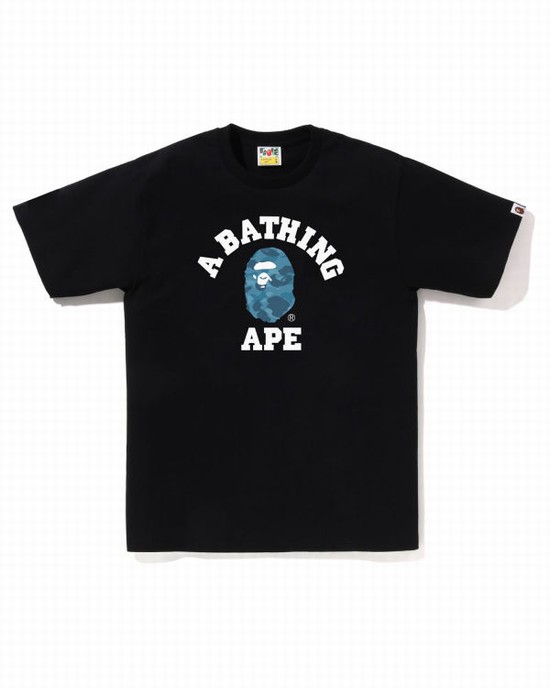 Bape Honeycomb Camo College Tricko Panske Čierne | SK-5674
