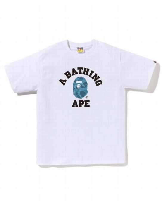 Bape Honeycomb Camo College Tricko Panske Biele | SK-8293