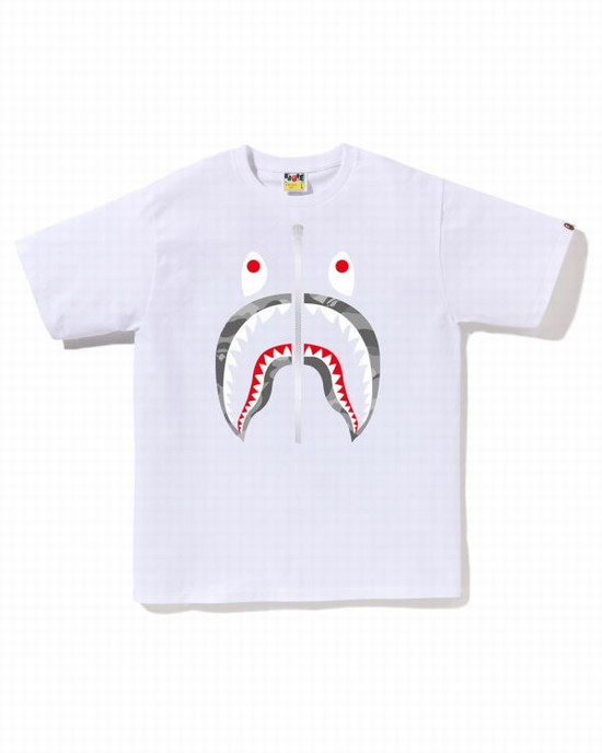 Bape Honeycomb Camo Shark Tricko Panske Biele | SK-4803
