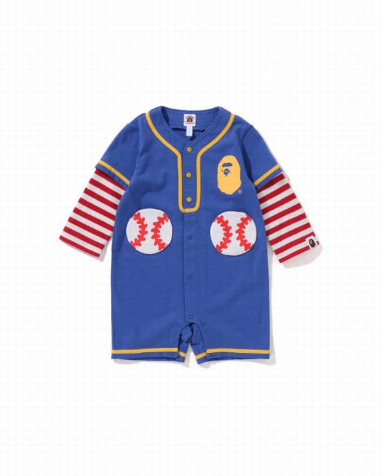 Bape Hoop Baseball Layered Rompers Body Detske Modre | SK-0863
