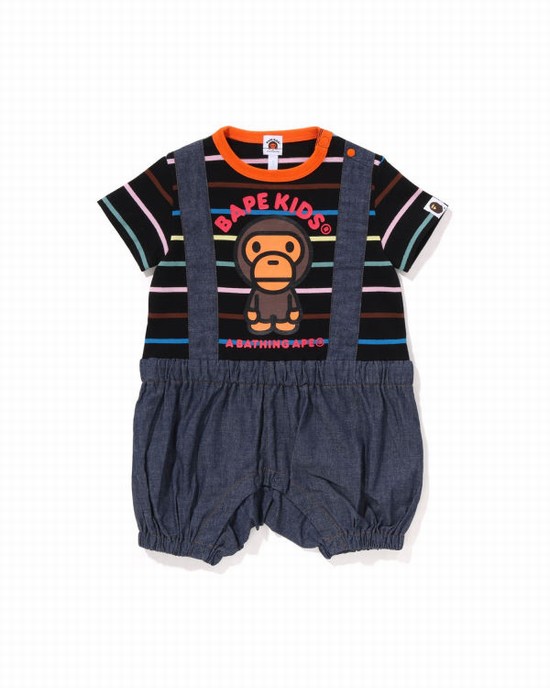 Bape Hoop Milo Suspenders Layered Rompers Body Detske Čierne | SK-1642