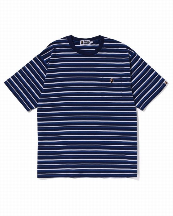 Bape Hoop One Point Relaxed Fit Tricko Panske Modre | SK-1634