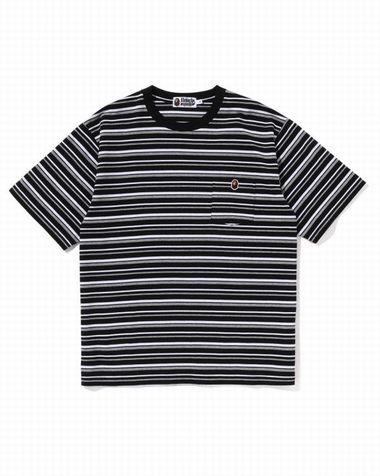 Bape Hoop One Point Relaxed Fit Tricko Panske Čierne | SK-8431