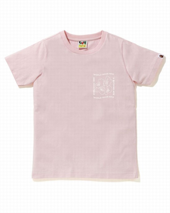 Bape Ink Print Tricko Damske Ruzove | SK-5849