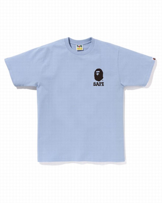 Bape Japan Culture Lettered Tricko Panske Modre | SK-7428