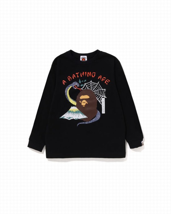 Bape Japan Culture Souvenir L/S Tricko Detske Čierne | SK-0648
