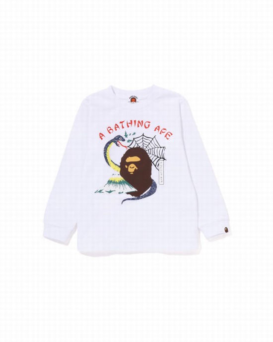 Bape Japan Culture Souvenir L/S Tricko Detske Biele | SK-8452