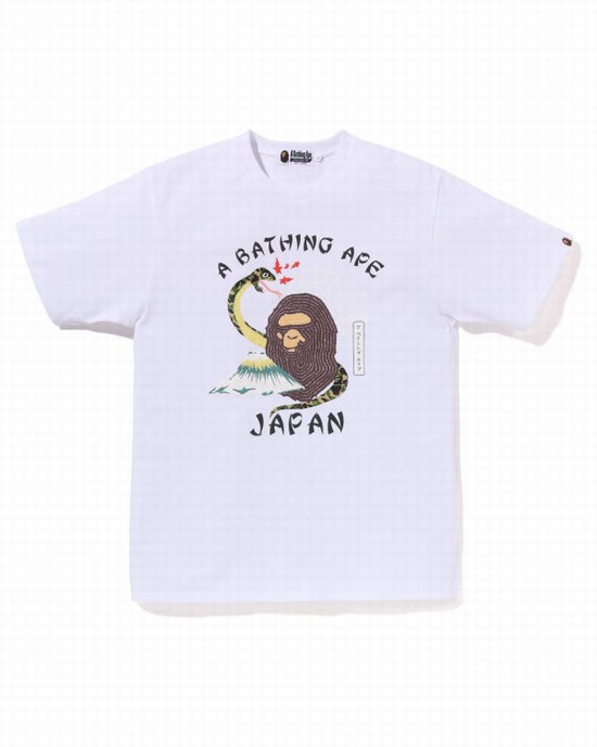 Bape Japanese Culture Tricko Panske Biele | SK-4857