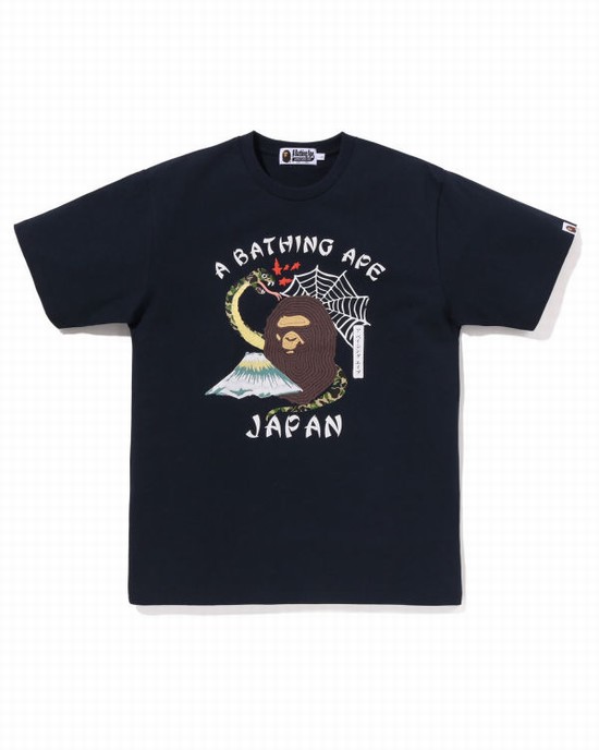 Bape Japanese Culture Tricko Panske Námornícka Modrá Modre | SK-7498