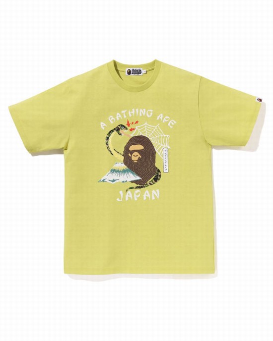 Bape Japanese Culture Tricko Panske Žlté | SK-3952
