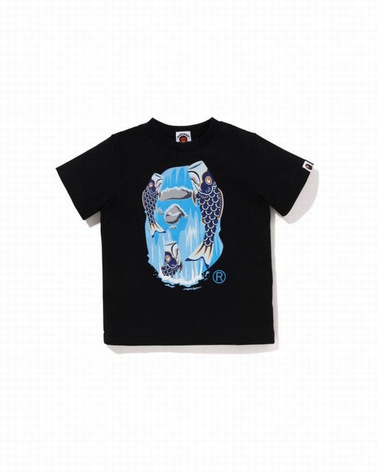 Bape Koinobori Waterfall Ape Head Tricko Detske Čierne | SK-1426