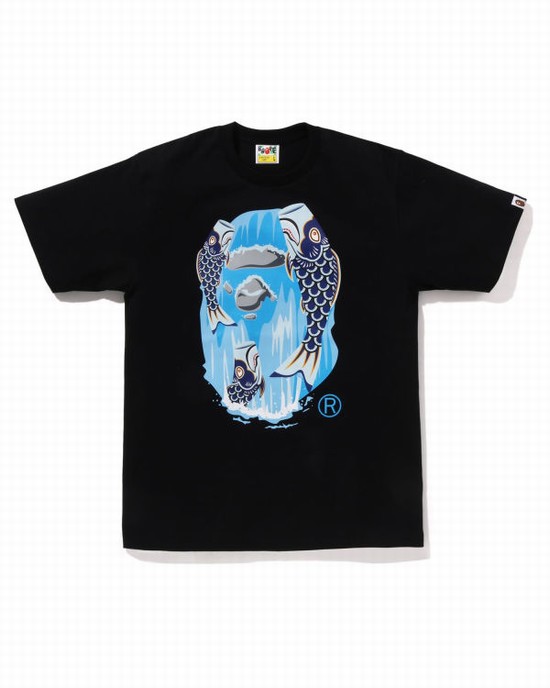 Bape Koinobori Waterfall Ape Head Tricko Panske Čierne | SK-8160