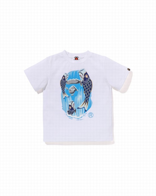 Bape Koinobori Waterfall Ape Head Tricko Detske Biele | SK-8253