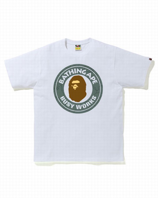 Bape Line 1st Camo Busy Works Tricko Panske Biele | SK-0831