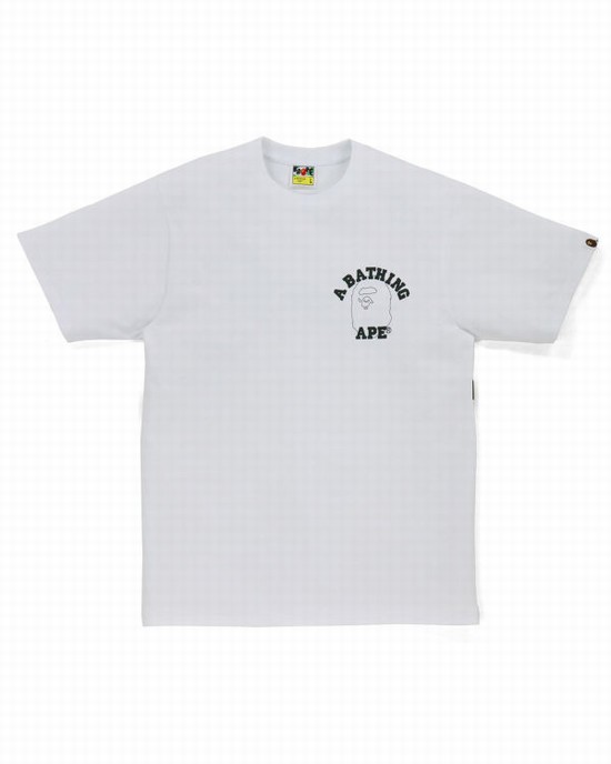 Bape Line 1st Camo Face Tricko Panske Biele | SK-0476