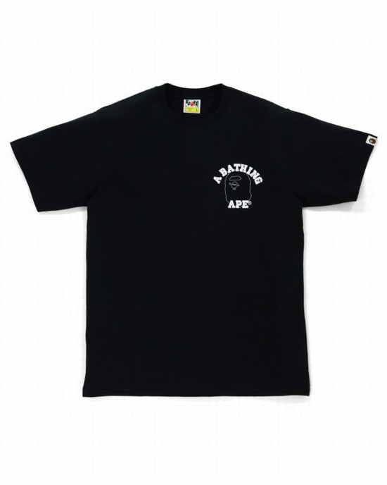 Bape Line 1st Camo Face Tricko Panske Čierne | SK-9167
