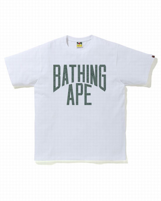 Bape Line 1st Camo NYC Logo Tricko Panske Biele | SK-7053