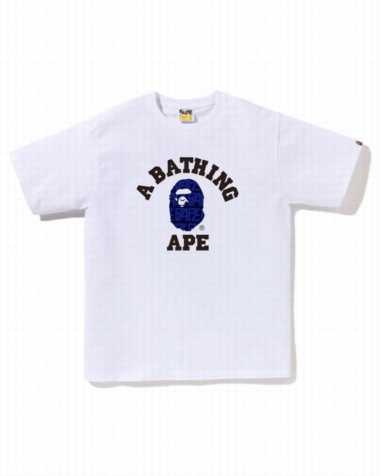 Bape Logo Monogram College Tricko Panske Biele | SK-0529