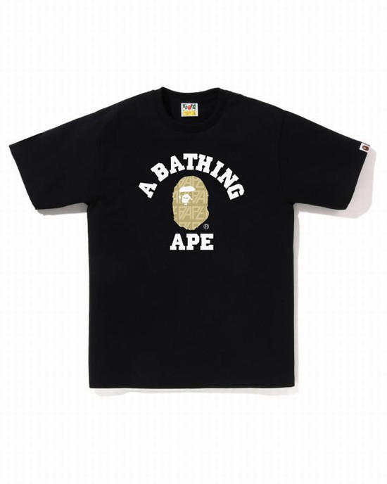 Bape Logo Monogram College Tricko Panske Čierne | SK-8640