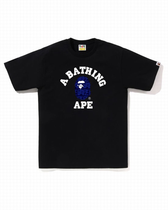Bape Logo Monogram College Tricko Panske Čierne | SK-8947