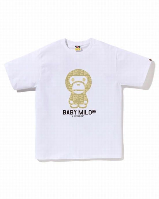 Bape Logo Monogram Milo Tricko Panske Biele | SK-7659
