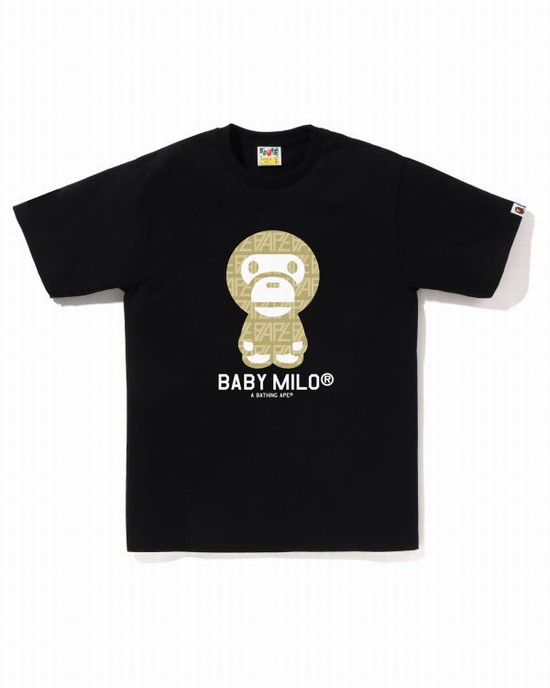 Bape Logo Monogram Milo Tricko Panske Čierne | SK-1206