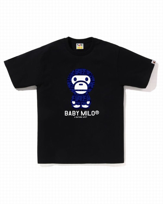 Bape Logo Monogram Milo Tricko Panske Čierne | SK-9632
