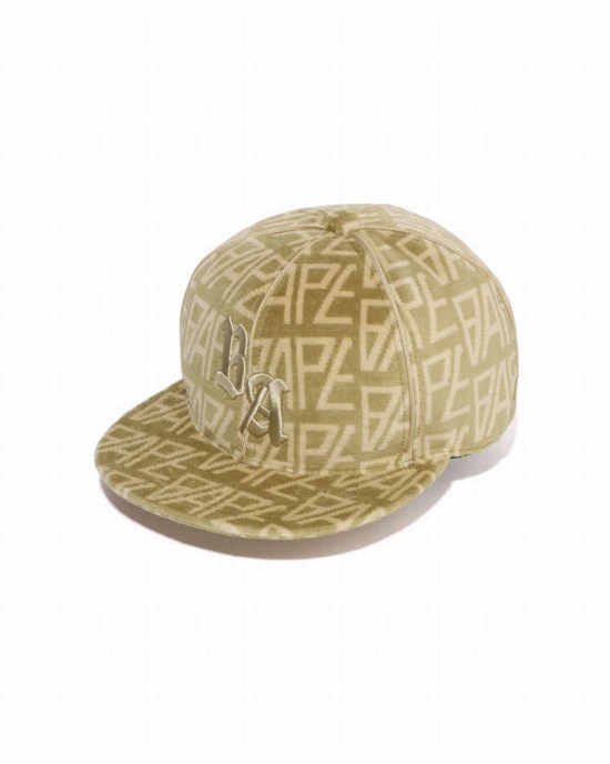 Bape Logo Monogram Velour Caps Panske Béžové | SK-3540