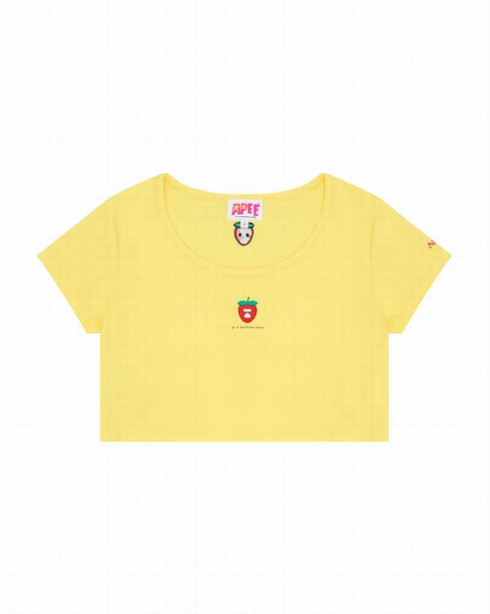 Bape Logo berry Tricko Damske Citrón Žlté | SK-1703