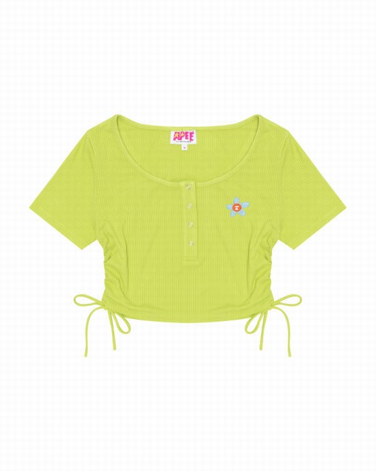 Bape Logo drawstring cropped Blúzky Damske Svetlo Zelene | SK-0815