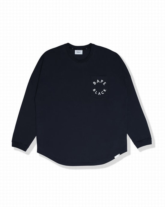 Bape Logo print long sleeve Tricko Panske Námornícka Modrá Modre | SK-4371