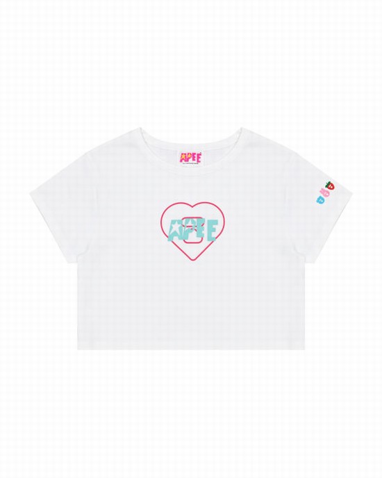 Bape Logo printed slim cut Tricko Damske Biele | SK-0973