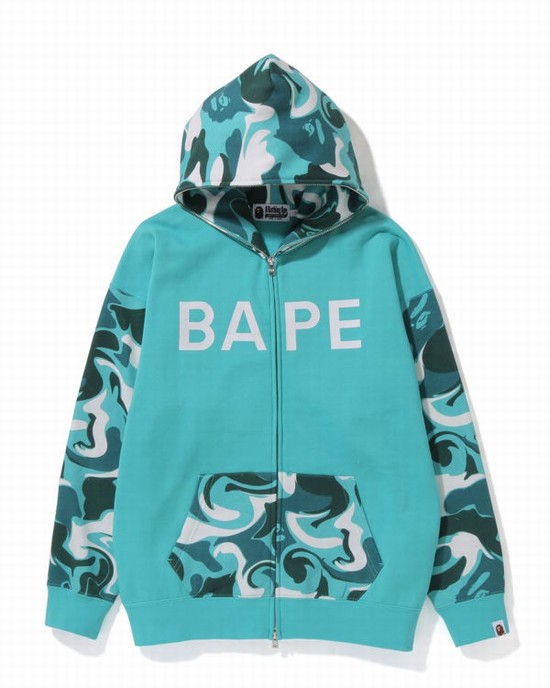 Bape Marble Camo Oversized Full Zip Mikiny S Kapucňou Damske Mätové | SK-6780