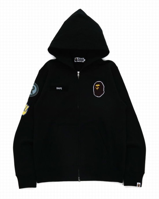 Bape Military Patch Heavy Weight Mikiny S Kapucňou Panske Čierne | SK-0279