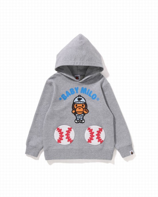 Bape Milo Baseball Pullover Mikiny S Kapucňou Detske Siva | SK-2413