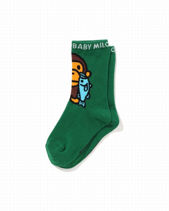 Bape Milo Black Bass Ponozky Detske Tyrkysové | SK-4260