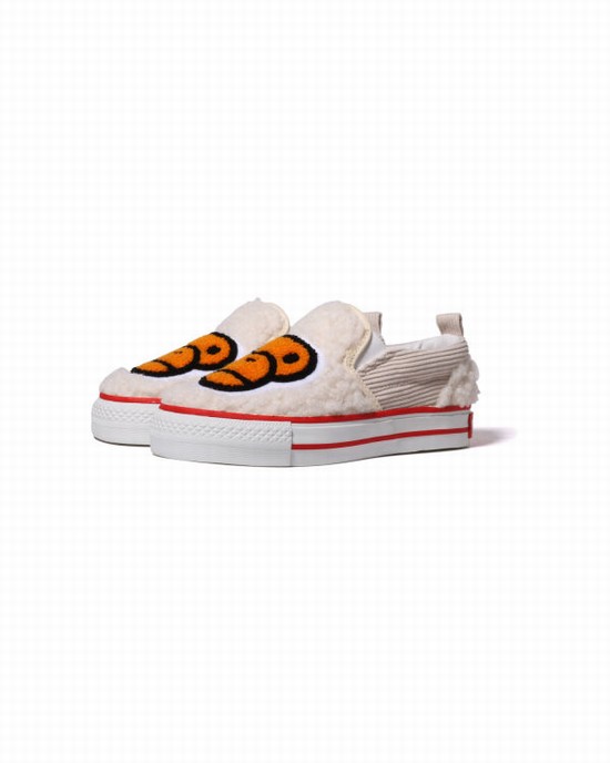 Bape Milo Boa Slip On Detske Biele | SK-2357