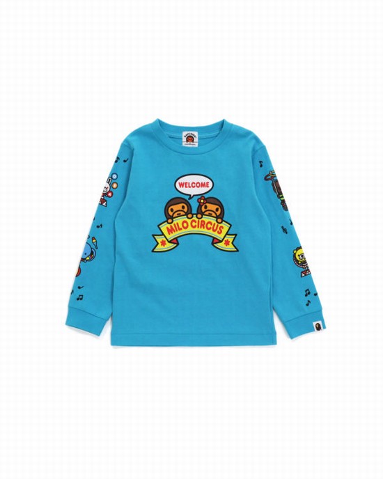 Bape Milo Circus L/S Tricko Detske Modre | SK-0276