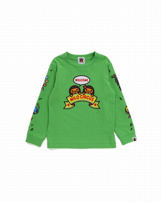 Bape Milo Circus L/S Tricko Detske Zelene | SK-3794