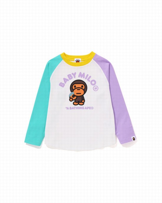 Bape Milo Donuts Raglan L/S Tricko Detske Biele | SK-2458