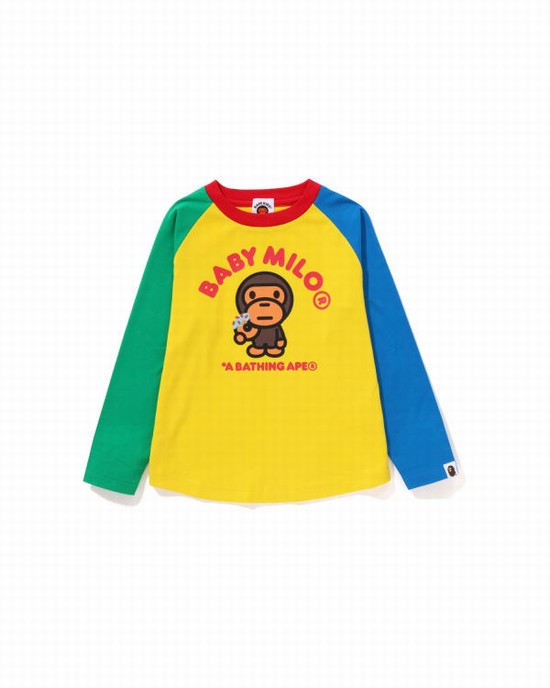 Bape Milo Donuts Raglan L/S Tricko Detske Žlté | SK-3268