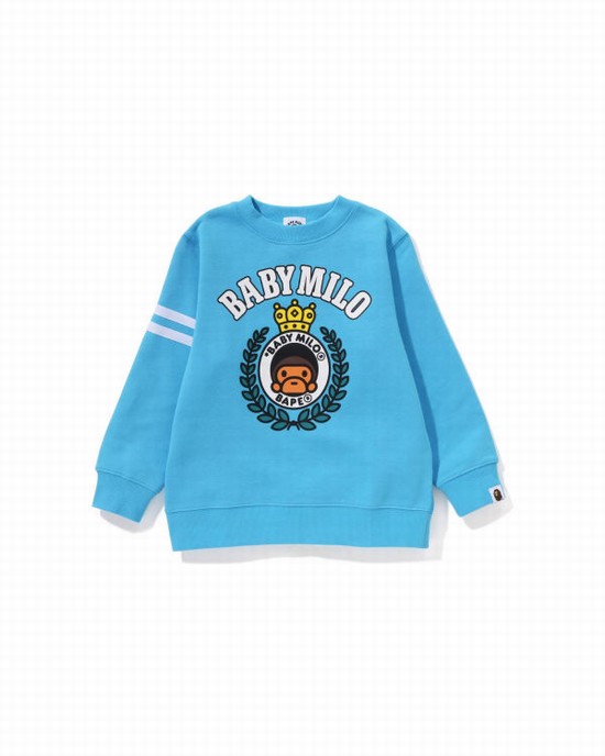 Bape Milo Emblem Crewneck Mikiny Detske Modre | SK-7819