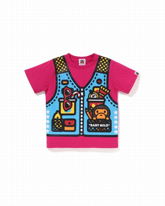 Bape Milo Fishing Print Tricko Detske Ruzove | SK-7682