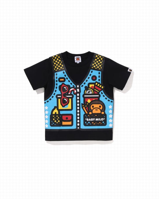 Bape Milo Fishing Print Tricko Detske Čierne | SK-0965