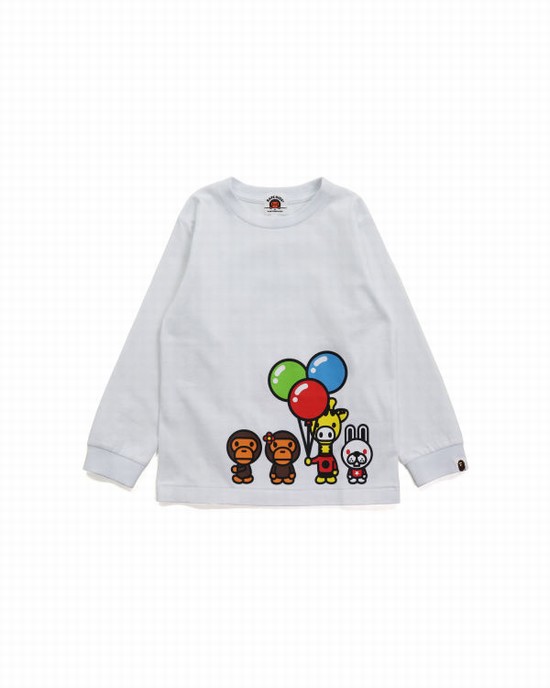 Bape Milo & Friends L/S Tricko Detske Biele | SK-9048