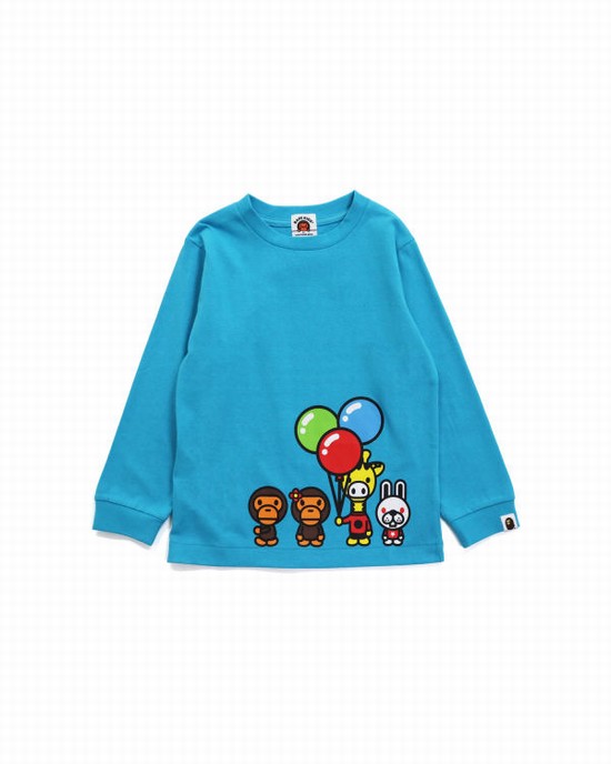 Bape Milo & Friends L/S Tricko Detske Modre | SK-4307