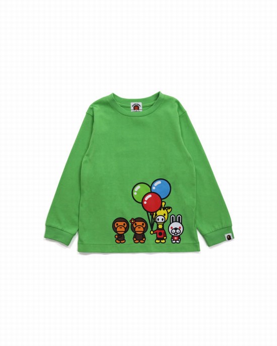 Bape Milo & Friends L/S Tricko Detske Svetlo Zelene | SK-9874