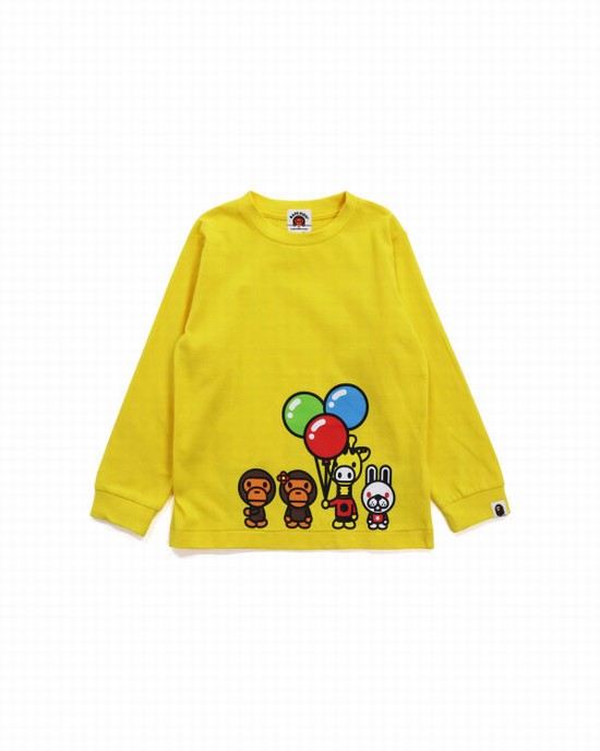 Bape Milo & Friends L/S Tricko Detske Žlté | SK-7938