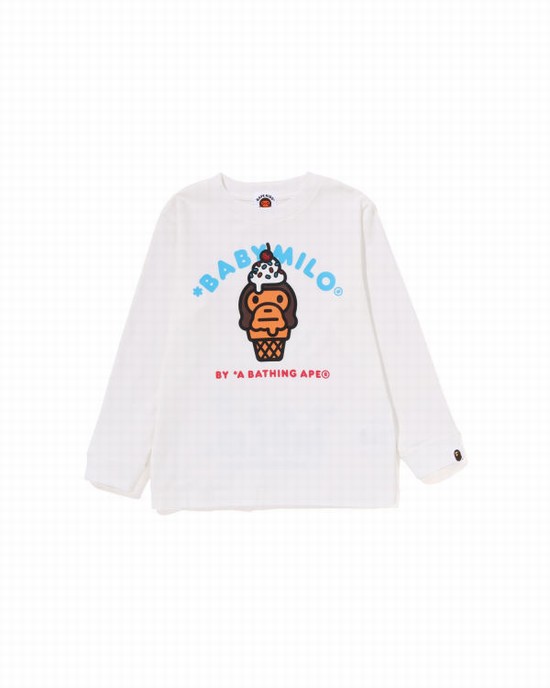 Bape Milo Ice Cream L/S Tricko Detske Biele | SK-3894